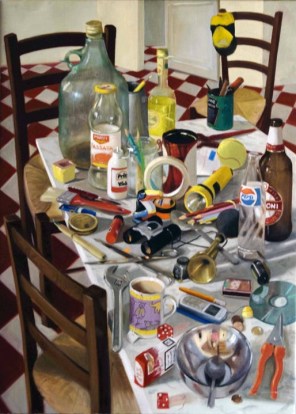 Clutter on a Table.  50cm x 70cm, oil on linen.