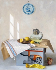 Still Life with Lemons and Hoover Box.  70cm x 100cm, oil on canvas