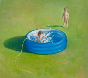Paddling Pool 2015. Oil on Board, 30cm x 30cm.