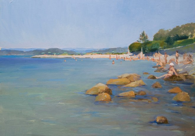 Punta Secca, Portovenere. 25cm x 35cm, oil on board.