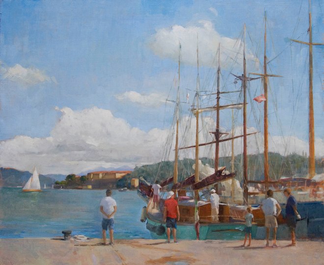 Valdettaro Classic boats, 40cm x 50cm oil on linen.