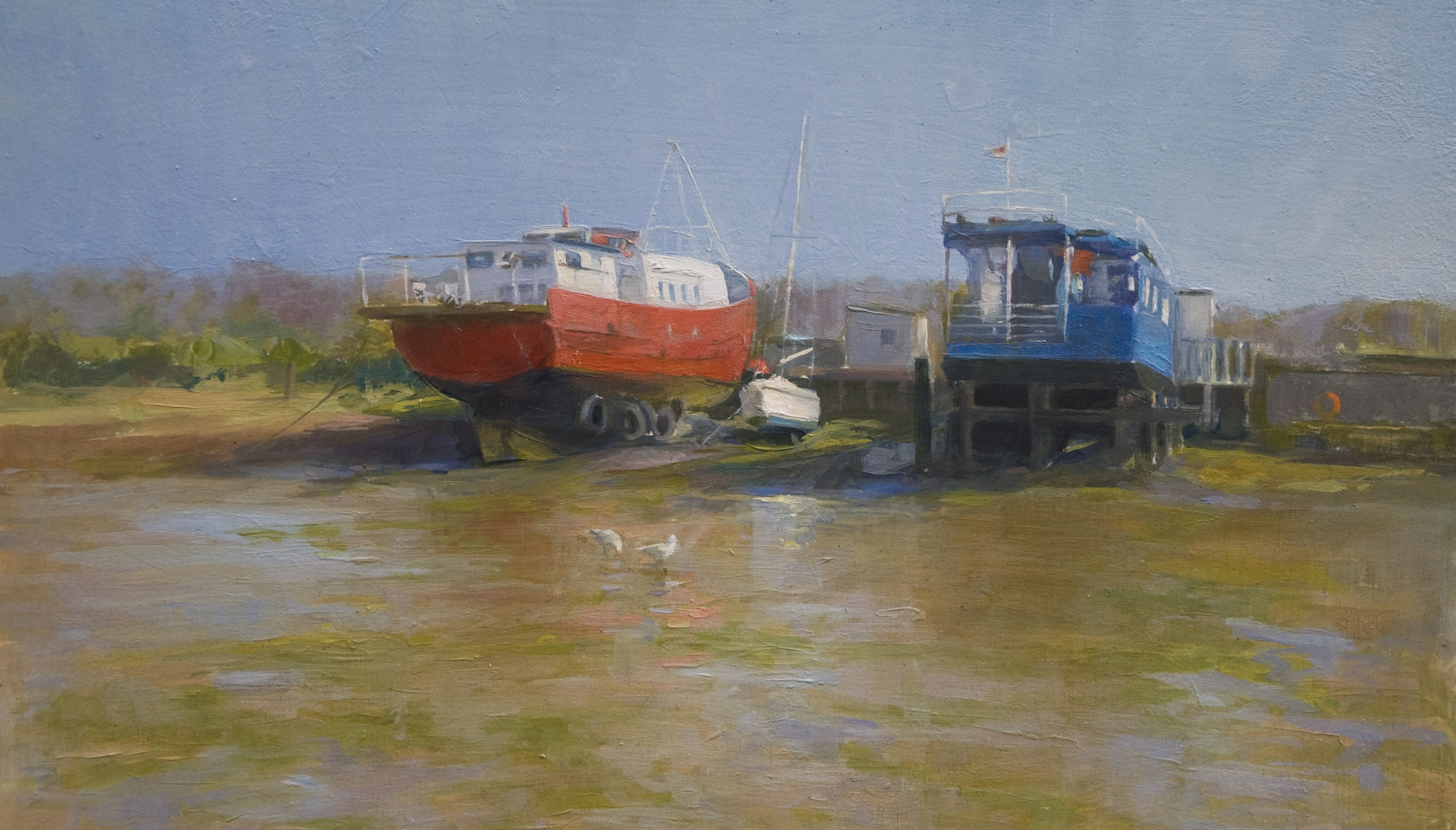 houseboatsbembridge_annadennis_oilpainting
